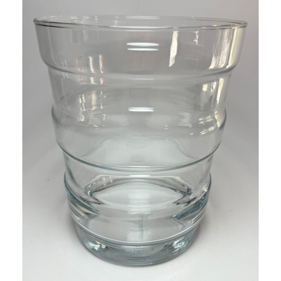 Crate & Barrel Clear Glass Wine Cooler Ice Champagne Bucket Ribbed Banded New - Picture 1 of 4